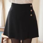 Inset Shorts Rosette-buttoned Miniskirt