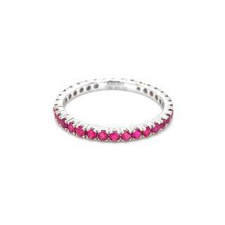 18k White Gold Infinity Ring Set With Pink Sapphire 7