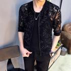 Printed Elbow-sleeve Light Jacket