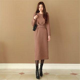 Tie-waist Long Sheath Dress