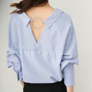 Hoop Detail Striped Long-sleeve Shirt