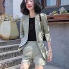 Plaid Blazer / Plaid Shorts / Plaid Straight-cut Pants / Set