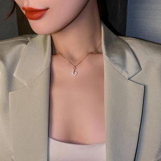 Heart Rhinestone Pendant Choker Rose Gold - One Size