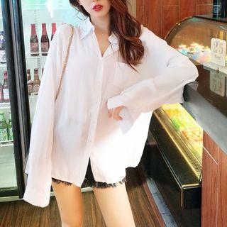 Key-hole Back Long Sleeve Shirt