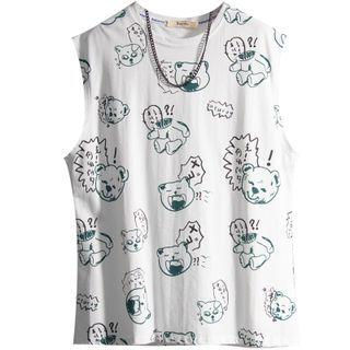Sleeveless Cartoon Print Top