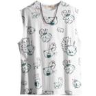 Sleeveless Cartoon Print Top