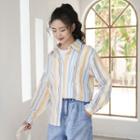 Striped Loose-fit Long-sleeve Shirt Stripe - One Size