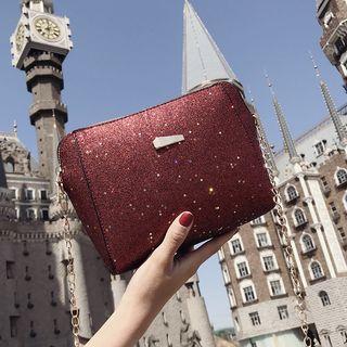 Sequined Handbag With Chain Strap
