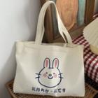 Rabbit Print Canvas Tote Bag Off-white - One Size