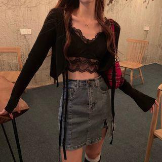 Lace Camisole Top / Cropped Cardigan