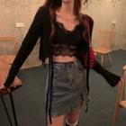 Lace Camisole Top / Cropped Cardigan