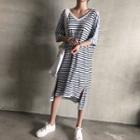 Stripe Linen Blend T-shirt Dress