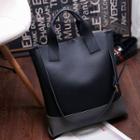 Color Panel Faux Leather Tote