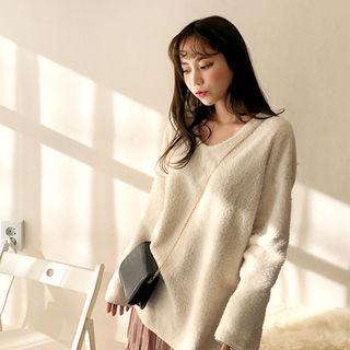 V-neck Boucl -knit Sweater