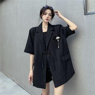 Short-sleeve Frog-button Blazer / Brooch