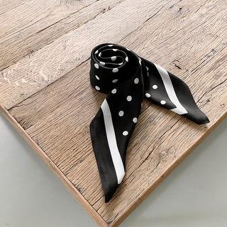 Polka-dot Square Lightweight Scarf Black - One Size