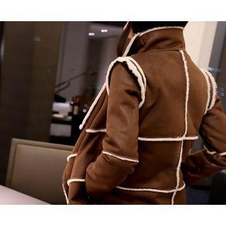 Zip-shoulder Faux-shearling Jacket