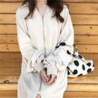 Balloon-sleeve Hooded Long Jacket