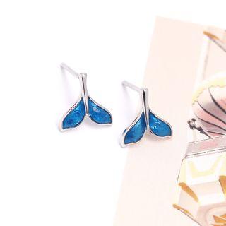 925 Sterling Sliver Mermaid Tail Stud Earring 1 Pair - As Shown In Figure - One Size
