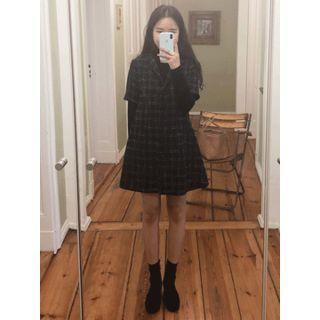 Notched-lapel Checked Dress