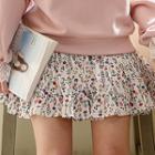 Floral Shirred A-line Miniskirt
