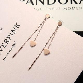Metal-stick Heart Drop Earrings