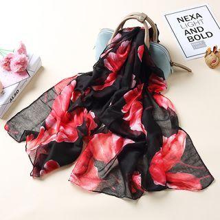 Flower Scarf Black - One Size