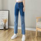 Gradient Cropped Straight Leg Jeans