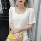 Square Neck Faux Pearl T-shirt