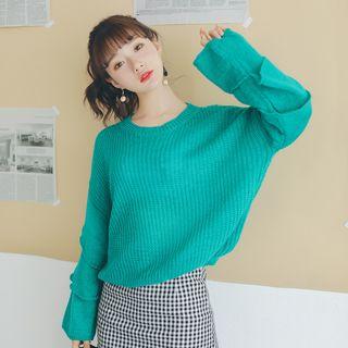Crew-neck Flared-cuff Sweater