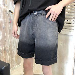 Washed Ombre Denim Shorts