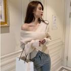 Wide-neck Cross-strap Knit Top