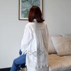 Lace-hem Dip-back Shirt Ivory - One Size