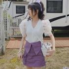 Short-sleeve Blouse / Mini A-line Skirt / Suspender Skirt / Set