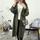 Hooded Loose-fit Cropped Plain Jacket