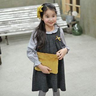 Family Matching Mock Two Piece Frilled Dress
