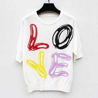 Letter Short-sleeve Knit Sweater