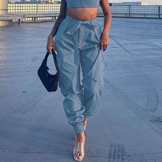 High-waist Bow-accent Jogger Pants