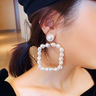 Faux-pearl Square Drop Earring