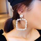 Faux-pearl Square Drop Earring