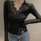Panel Lace Long-sleeve Top