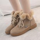 Furry Lace-up Short Boots