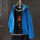 Corduroy Padded Hooded Zip-up Jacket