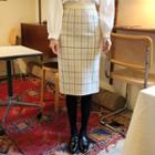 Check Knit Skirt Cream - One Size