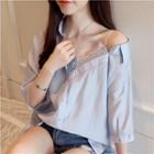 Elbow-sleeve Mock Two-piece Shirt