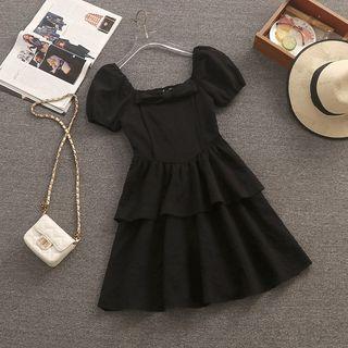 Puff-sleeve Bow Corset Dress