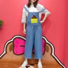 Embroidered Wide Leg Dungaree