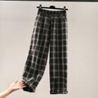 Plaid Straight Fit Pants 90-344 - Black & White - One Size
