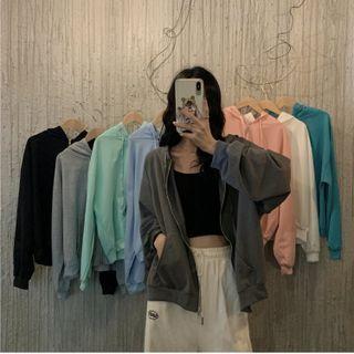 Plain Hooded Light Zip-up Jacket