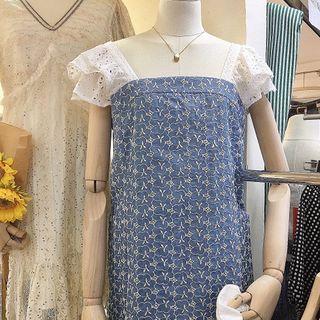 Square Collar Embroider Dress